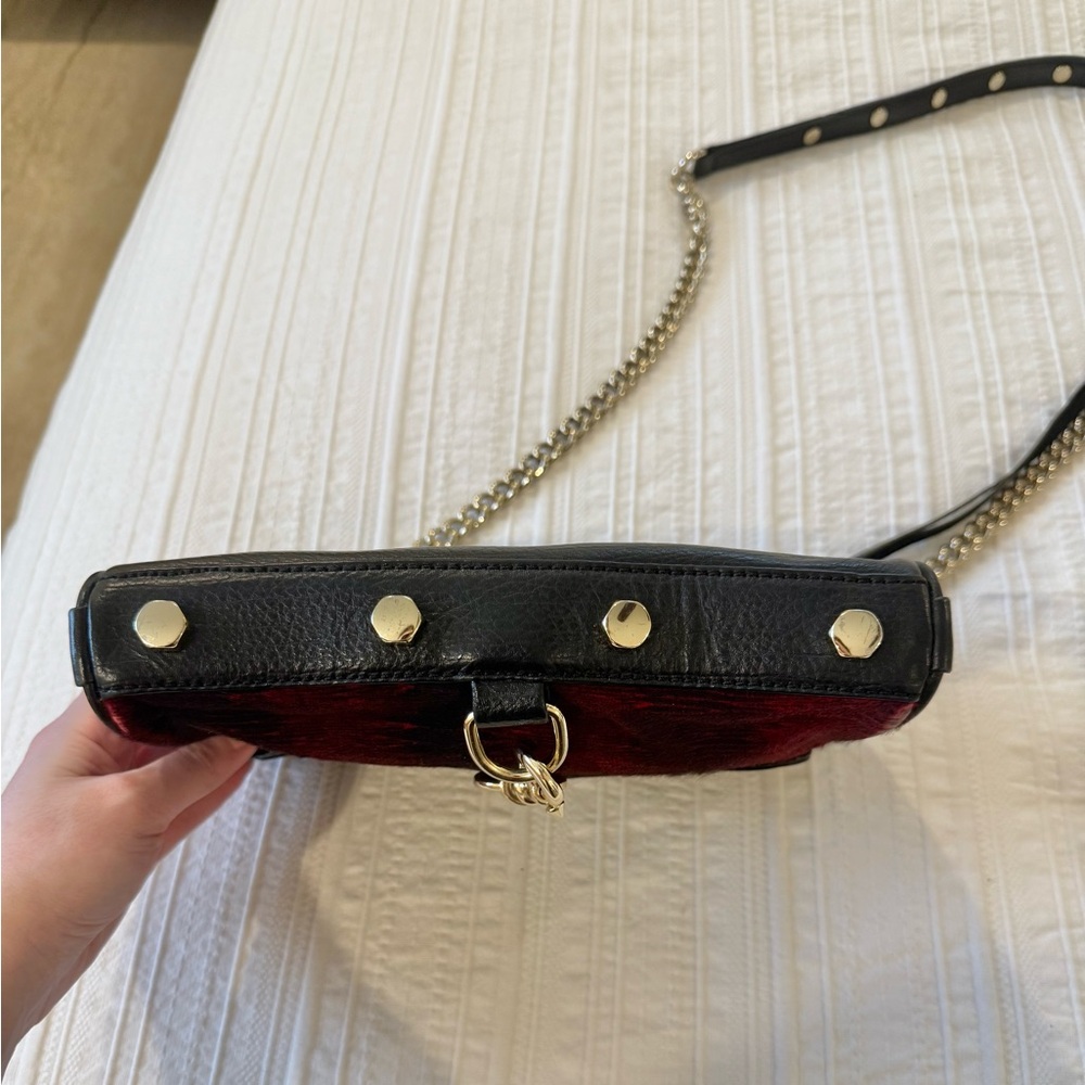 Rebecca Minkoff Mini Mac Crossbody Chain Handbag in Crimson - Picture 8 of 10